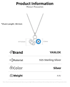 Dettagli della collana in argento 925 con occhio blu, dimensioni 40+3cm e peso di 4,4g