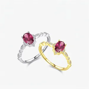 Anello in Argento Sterling 925 Vintage con Zirconia Ovale per Donna Elegante Anello Geometrico Intarsiato Gioielli per Feste