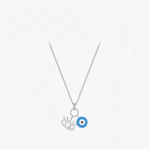 Collana in Argento Sterling 925 con Pendenti Occhio Blu Smaltato e Ciglia Catena a Clavicola Moda Donna Gioielli Regalo