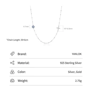 Collar de plata de ley 925 con ojo turco y cruz en versiones plateada y dorada