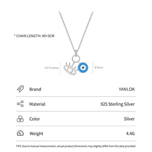 Collana in argento sterling con pendenti a occhio del male e ciondoli a ciglia d'argento
