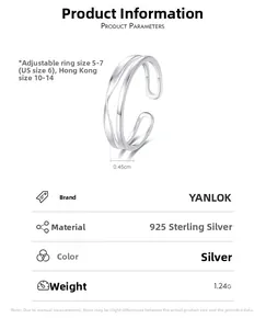 Detail showing S925 sterling silver hallmark and adjustable open double-layer ring band