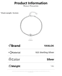 Détails du bracelet double couche en argent s925 avec chaîne réglable de 16+3cm