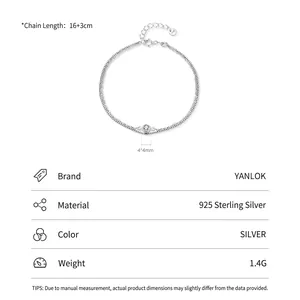 Bracelet double couche minimaliste en argent sterling S925 avec pendentif zircon