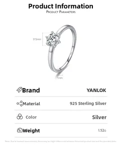 Detailed view of S925 sterling silver ring with 5x5mm six-prong cubic zirconia setting
