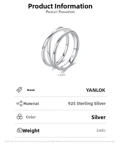 Detailed specs of the 925 sterling silver triple interwoven ring with S925 hallmark
