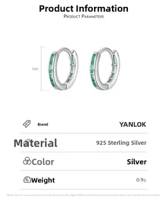 Parametri dettagliati degli orecchini in argento S925 con zircone verde brillante