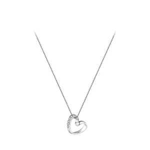 Elegant s925 silver irregular heart pendant necklace with shimmering zircon stones