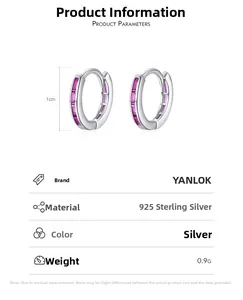 Détails des créoles en argent sterling S925 avec zircons roses et dimensions