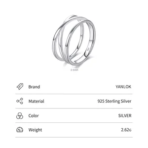 Minimalist s925 sterling silver triple interlocking geometric ring for women