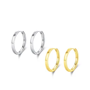 S925 sterling silver hoop earrings in gold and silver finish with high polished surface