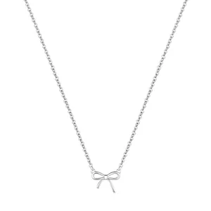 Elegant s925 silver necklace featuring a minimalist bow pendant on a fine link chain