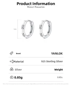 Vue détaillée des créoles en argent sterling S925 avec émail blanc et zircons