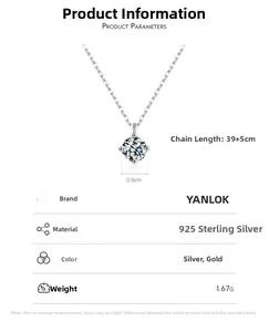 Detail showing 925 sterling silver solitaire pendant necklace specifications and sizes