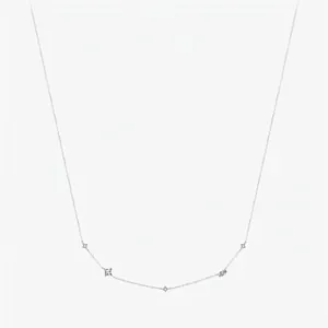 Collier en Argent Sterling 925 avec Zirconia pour Femme Élégant Niche Géométrique Carrée Chaîne de Clavicule Bijoux