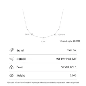 Collier en argent sterling 925 avec pendentifs géométriques et chaîne de 43+5 cm pour femme