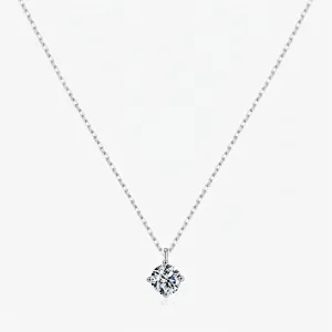 Classic Minimalist 925 Sterling Silver Round Zirconia Pendant Necklace For Women Elegant Thin O-Chain Daily Jewelry Gift