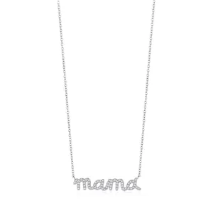 925 Sterling Silver Mama Letter Pendant Necklace For Women Elegant Zirconia Inlaid Clavicle Chain Fashion Jewelry Gift