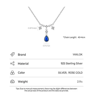 Collier élégant en argent sterling S925 avec pendentif goutte d'eau bleue et étoile