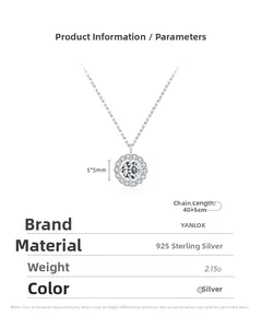 Makroaufnahme der S925 Sterlingsilber Blumenkette mit glänzenden Zirkonia Anhänger