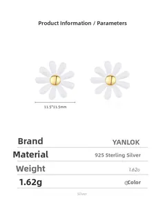 Detailed specs of 11.5mm S925 sterling silver daisy earrings weighing 1.62g