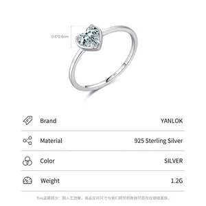 Bague cœur minimaliste en argent sterling S925 avec une pierre de zircone centrale