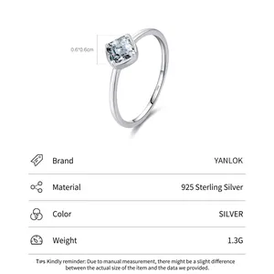 Bague minimaliste en argent sterling S925 avec zircon carré et détails du produit