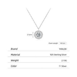 925 Sterling Silber Halskette mit 5mm Diamantanhänger und 45cm Kettenlänge Details