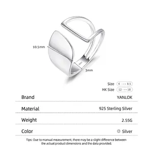 Irregular cutout wide S925 sterling silver open ring with 10.5mm surface width