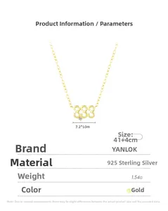 Détails du collier 333 en argent sterling S925 avec diamant et dimensions