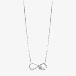 925 Sterling Silver Infinity Heart Pendant Necklace With Zirconia Romantic Mobius Love Symbol Clavicle Chain Jewelry For Women Gift