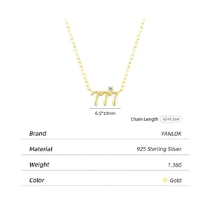 Goldene S925 Sterlingsilber Glückszahl 777 Halskette mit funkelndem Zirkonia Anhänger