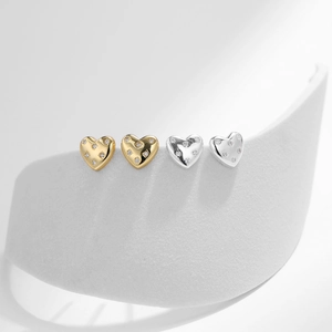 Élégantes boucles d'oreilles cœur en argent 925 avec cristaux brillants en doré et argenté