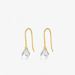 925 Sterling Silver Lily Of The Valley Flower Drop Dangle Earrings Elegant Mori Girl Two Tone Gold Silver Orchid Earrings For Women Fine Jewelry