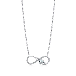 Elegant S925 sterling silver infinity heart necklace with sparkling zircon crystals