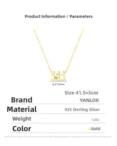 Détails du collier en argent S925 doré avec pendentif chiffre 111 et petit diamant