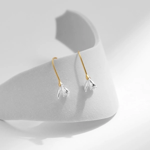 Elegant S925 sterling silver lily of the valley drop earrings with gold hooks
