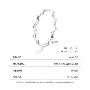Minimalistischer S925 Sterlingsilber Wellenring mit poliertem Finish für den Alltag