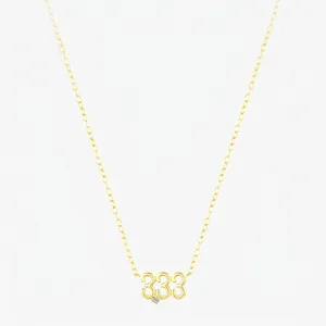 Collier Pendentif Numéro de Chance 333 en Argent Sterling S925 Incrusté de Zirconia Chaîne de Clavicule Plaqué Or Bijoux pour Femmes