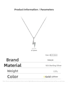 Detailed size specifications for sterling silver lightning bolt pendant with dimensions