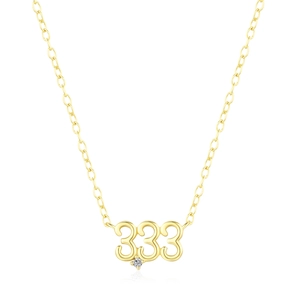 Élégant collier en argent S925 doré avec chiffre porte-bonheur 333 et zircone
