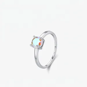 925 Sterling Silver Colorful Zirconia Ring For Women Minimalist Sweet Geometric Style Fashion Finger Jewelry Gift
