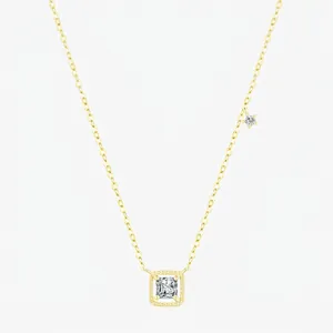 925 Sterling Silver Square Sugar Zirconia Pendant Necklace For Women Gold Plated Geometric Clavicle Chain Elegant Jewelry