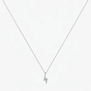 925 Sterling Silver Dainty Lightning Bolt Pendant Necklace Minimalist Zirconia Inlaid Clavicle Chain Jewelry For Women Gift