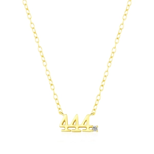 Elegant gold S925 sterling silver necklace featuring a 444 number pendant with zircon detail
