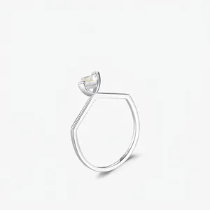 S925 Sterling Silver Square Zirconia Polygon Geometric Ring For Women Minimalist Fashion Small D-Shaped Jewelry Finger Ring Gift