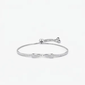 Bracelet Nœud Papillon en Argent Sterling 925 Elégant pour Femme Brillant Incrusté de Zirconia Chaîne Box Réglable Bijoux Mode