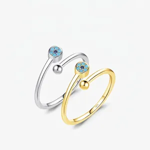 925 Sterling Silver Open Adjustable Ring For Women Vintage Synthetic Turquoise Geometric Flower Finger Ring Jewelry Gift