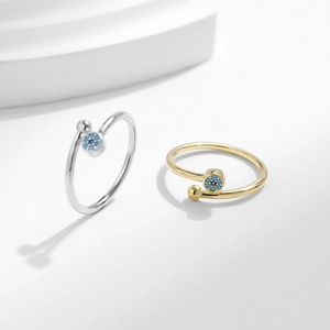 Minimalist S925 sterling silver open rings with turquoise evil eye stones in gold and silver