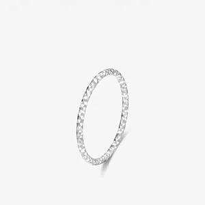 Minimalist 925 Sterling Silver Ring For Women Sparkling Starlit Diamond-cut Thin Band Stackable Geometric Zirconia Ring